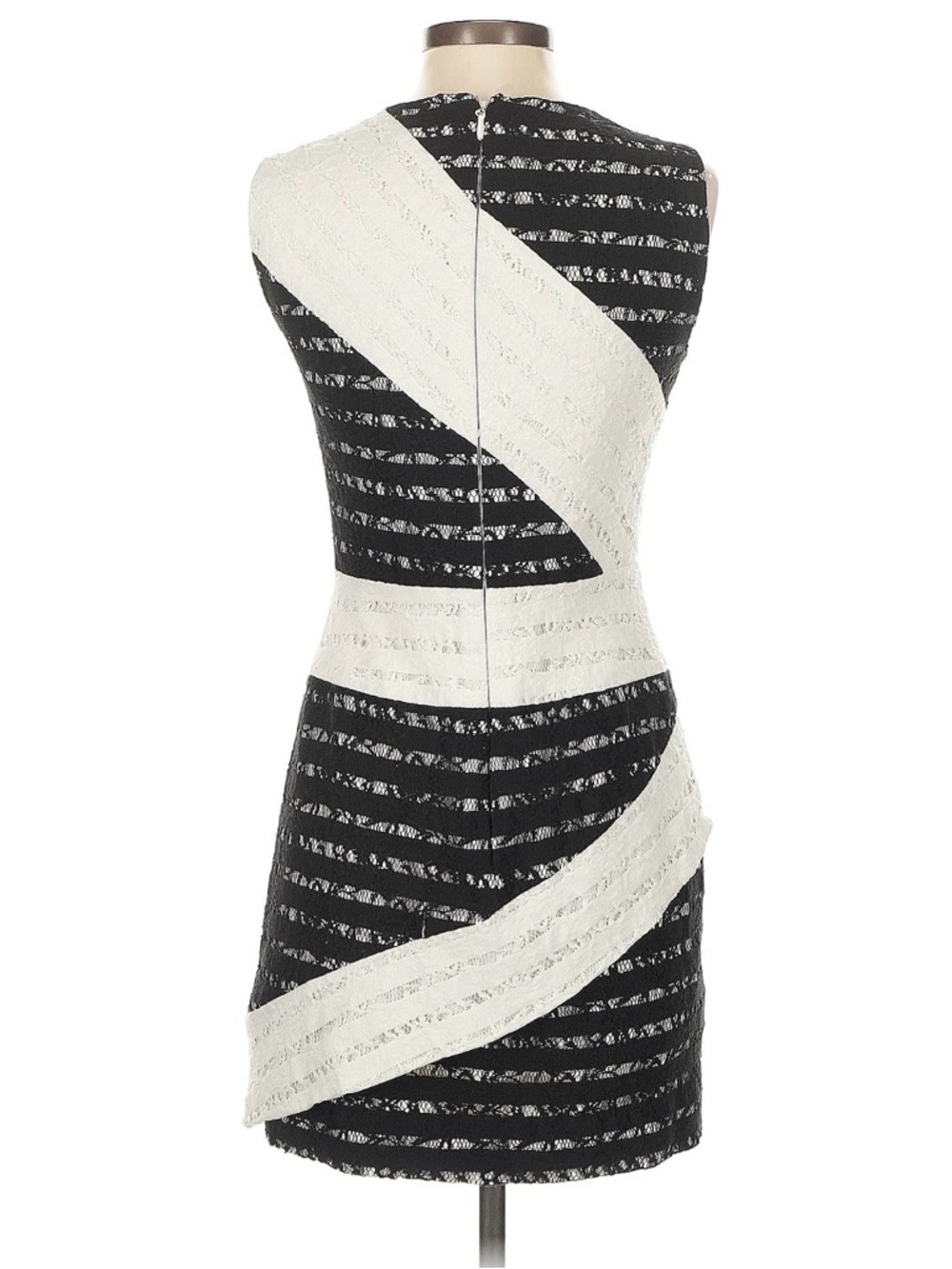 Revolve BCBGMaxAzria Black and White Diagonal Panel Mini Dress - Picture 5 of 9
